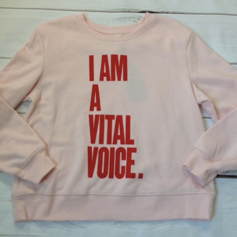 A NEW DAY Womens Pink Red Sweatshirt I AM A VITAL VOICE NEW